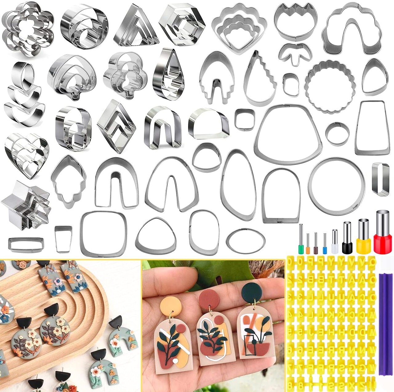 76pcs Clay Tools Set 67 Shapes Stainless Steel Clay Cutters,8 Circle,1 Letter Stamp